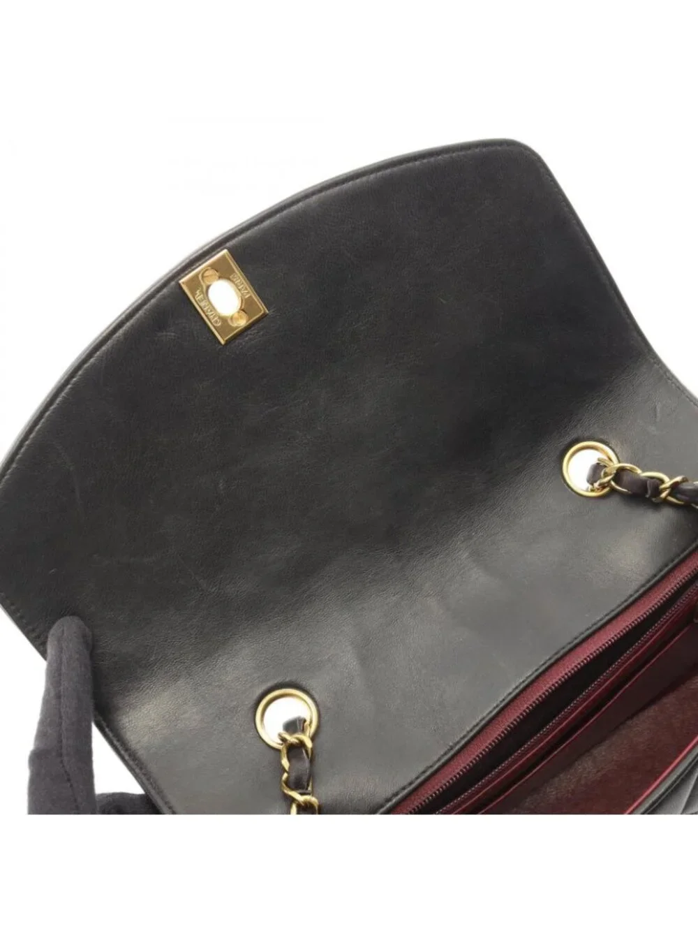 Chanel Shoulder Bag Quilted Diana Flap Black Lambskin Chain